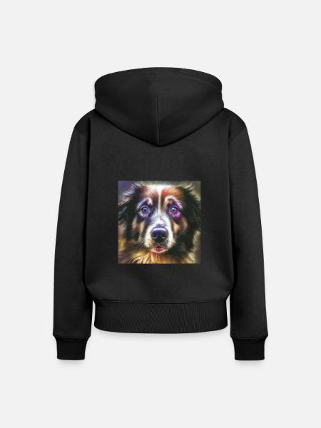 Australian Shepherd Hunderasse Hundeportrait - Frauen Premium Bio Zip Hoodie - Schwarz