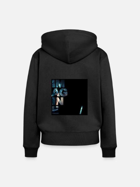 Imagine - Frauen Premium Bio Zip Hoodie - Schwarz