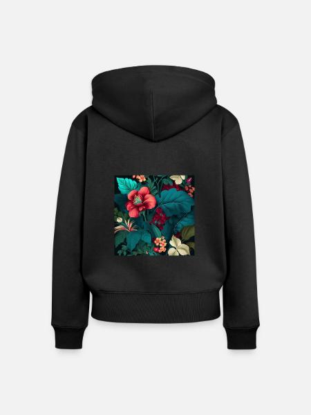 Floral Design 20 - Frauen Premium Bio Zip Hoodie - Schwarz