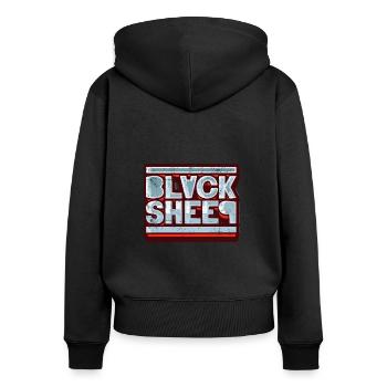 Black Sheep Rétro - Sweat à capuche zippé Premium bio Femme - noir - Dos - Julia (174cm)