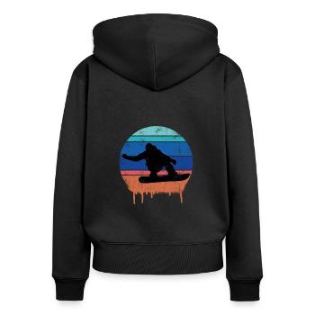 Snowboard Snowboard Rétro - Sweat à capuche zippé Premium bio Femme - noir - Dos - Julia (174cm)