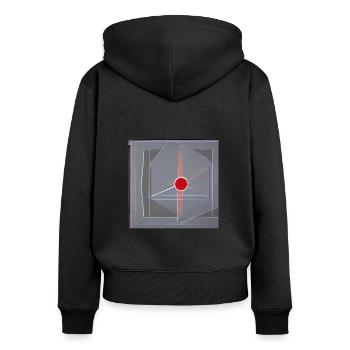 abstrakte Geometrie Hiddin Flg - Frauen Premium Bio Zip Hoodie - Schwarz - Hinten - Julia (174cm)