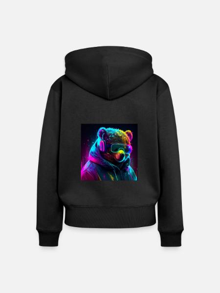 cool gaming bär - Frauen Premium Bio Zip Hoodie - Schwarz
