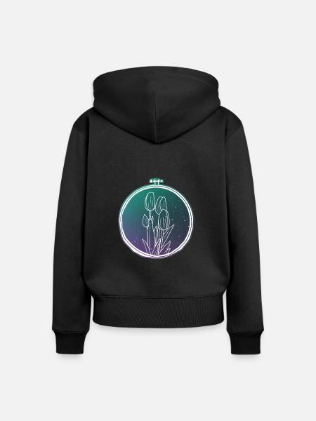 Tulpen - Frauen Premium Bio Zip Hoodie - Schwarz