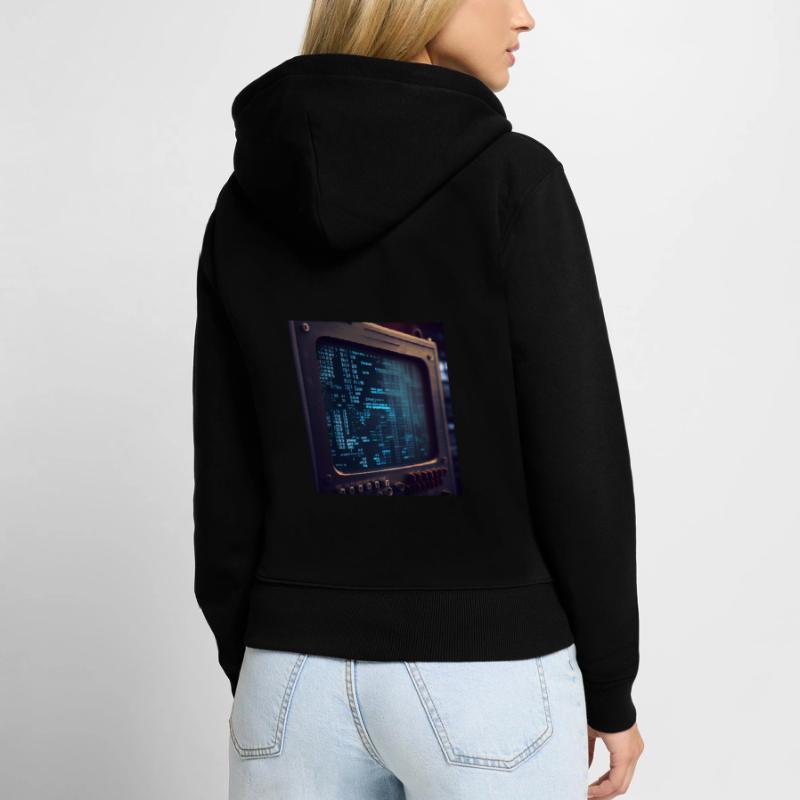 Code sur un écran de PC Sweat à capuche zippé Premium bio Femme