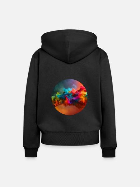 Digital Art - Bunter Nebel/Rauch - Frauen Premium Bio Zip Hoodie - Schwarz