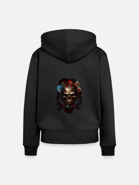 Splash mehrfarbiger Schädel. Pokerface - Frauen Premium Bio Zip Hoodie - Schwarz