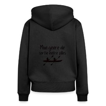 mon genre de sortie entre filles kayak - Sweat à capuche zippé Premium bio Femme - noir - Dos - Julia (174cm)