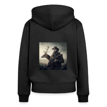 Hunter and Deer Gift - Women's Premium Organic Zip Hoodie - black - Back - Julia (174cm)