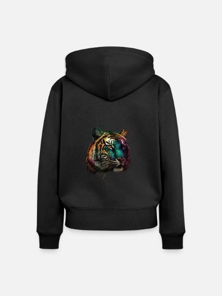 TIGERKOPF - Frauen Premium Bio Zip Hoodie - Schwarz
