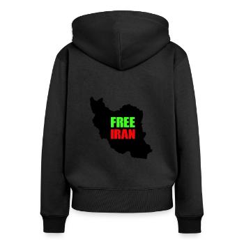 iran free - Frauen Premium Bio Zip Hoodie - Schwarz - Hinten - Julia (174cm)