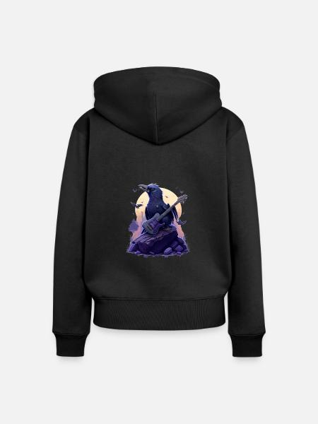 Rock Raven - Frauen Premium Bio Zip Hoodie - Schwarz