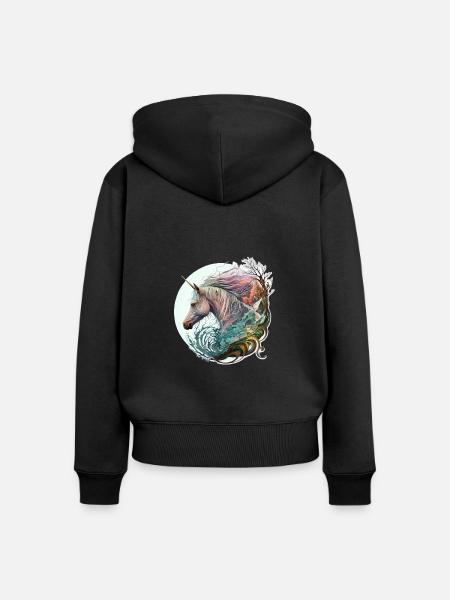 Wanderndes Einhorn - Frauen Premium Bio Zip Hoodie - Schwarz