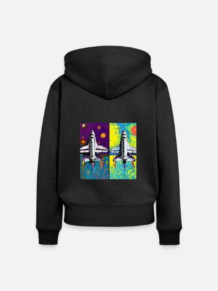 Space Shuttle Van Gogh - Frauen Premium Bio Zip Hoodie - Schwarz