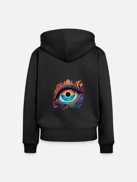 TRIPPY AUGE - Frauen Premium Bio Zip Hoodie - Schwarz