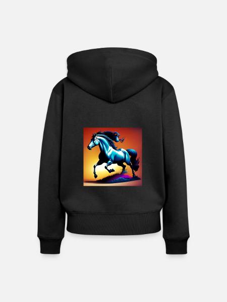 Pferd im Sand - Frauen Premium Bio Zip Hoodie - Schwarz
