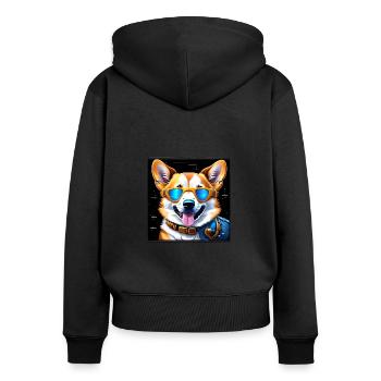 Futuristic Corgi - Women's Premium Organic Zip Hoodie - black - Back - Julia (174cm)