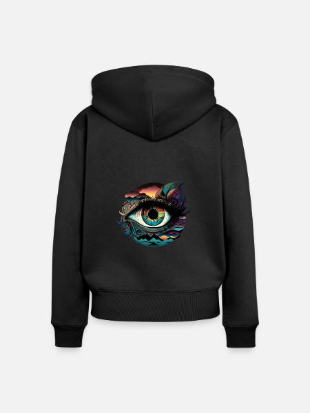 TRIPPY AUGE - Frauen Premium Bio Zip Hoodie - Schwarz