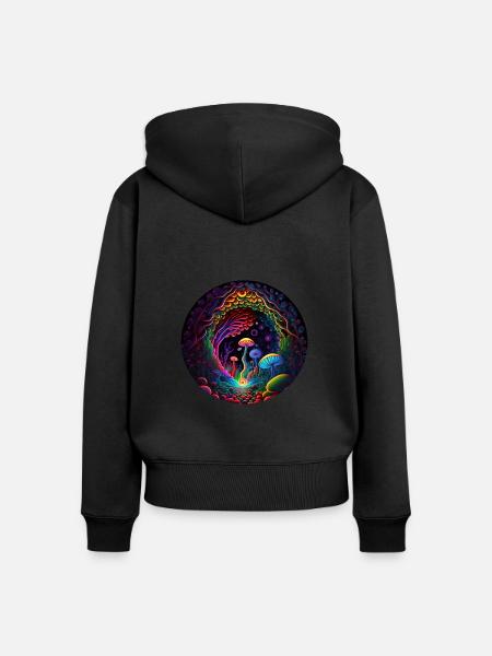 TRIPPY PILZE - Frauen Premium Bio Zip Hoodie - Schwarz