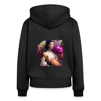 Geisha in Kimono Geschenk - Frauen Premium Bio Zip Hoodie - Schwarz - Hinten - Julia (174cm)