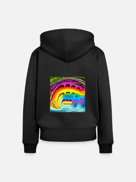 Regenbogen im Sommer - Frauen Premium Bio Zip Hoodie - Schwarz