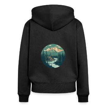 Riverside Cabincore Haven - Sweat à capuche zippé Premium bio Femme - noir - Dos - Julia (174cm)