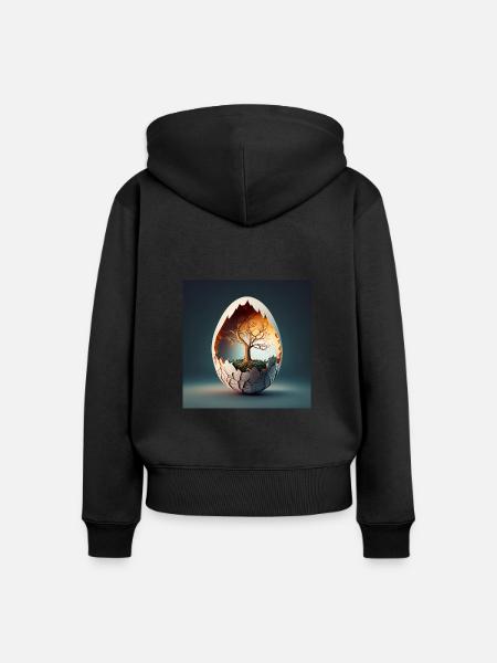 Baum in Ei - Frauen Premium Bio Zip Hoodie - Schwarz