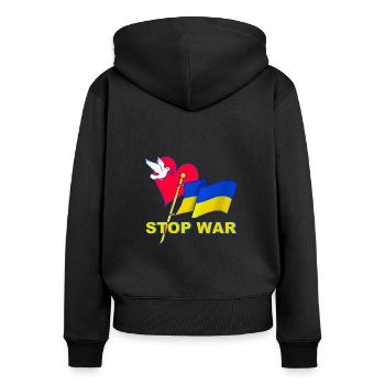 Stop War - Women's Premium Organic Zip Hoodie - black - Back - Julia (174cm)