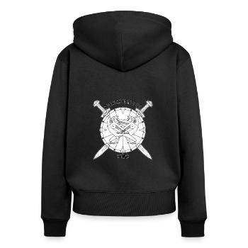 Shieldmaiden Mum - Protector of the Norse Lineage - Women's Premium Organic Zip Hoodie - black - Back - Julia (174cm)