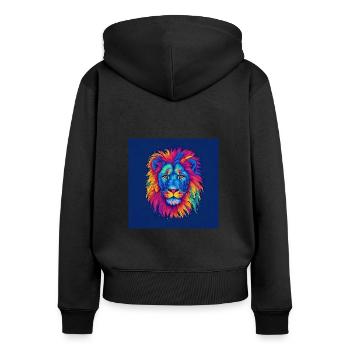 Pride of Colors: A Colorful Lion Art Print - Women's Premium Organic Zip Hoodie - black - Back - Julia (174cm)