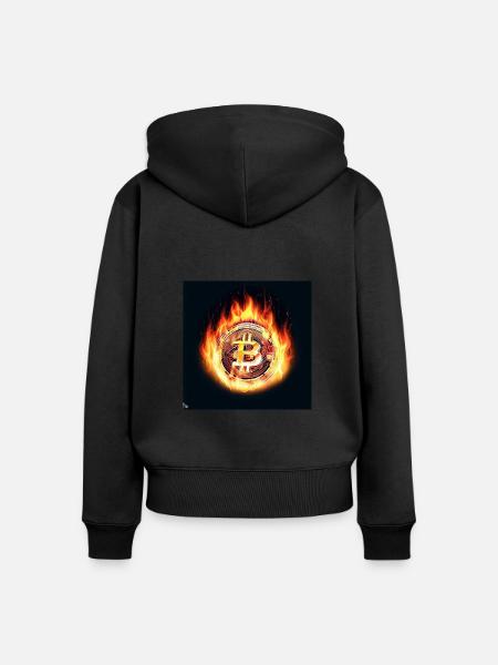 brennender Bitcoin - Frauen Premium Bio Zip Hoodie - Schwarz