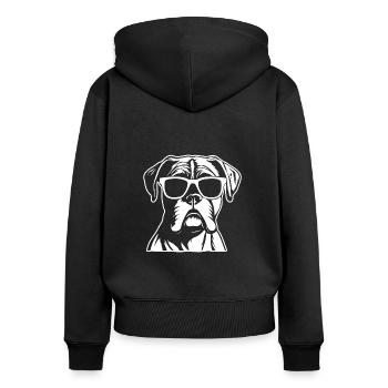 Boxer Hund Hunderasse - Frauen Premium Bio Zip Hoodie - Schwarz - Hinten - Julia (174cm)