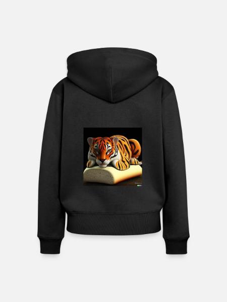 Fühl den Tiger in dir - Frauen Premium Bio Zip Hoodie - Schwarz
