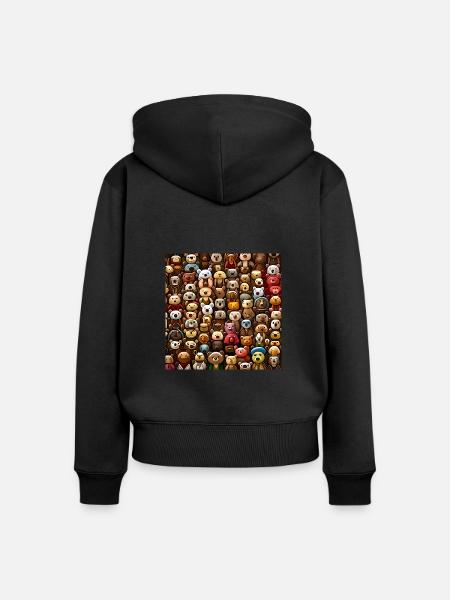 Kuschelige Teddybären Muster - Frauen Premium Bio Zip Hoodie - Schwarz