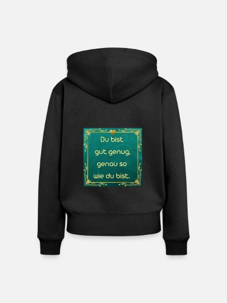 Positiver Spruch - Frauen Premium Bio Zip Hoodie - Schwarz