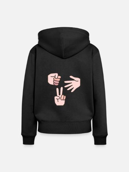 Schere Stein Papier - Frauen Premium Bio Zip Hoodie - Schwarz