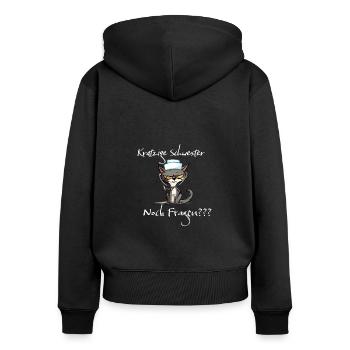 Kratzige Schwester - lustiges MFA Motiv - Frauen Premium Bio Zip Hoodie - Schwarz - Hinten - Julia (174cm)