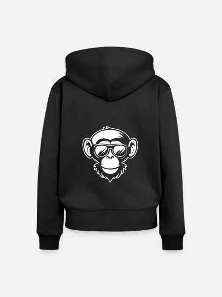 Affe Affen Affengesicht Dschungel - Frauen Premium Bio Zip Hoodie - Schwarz