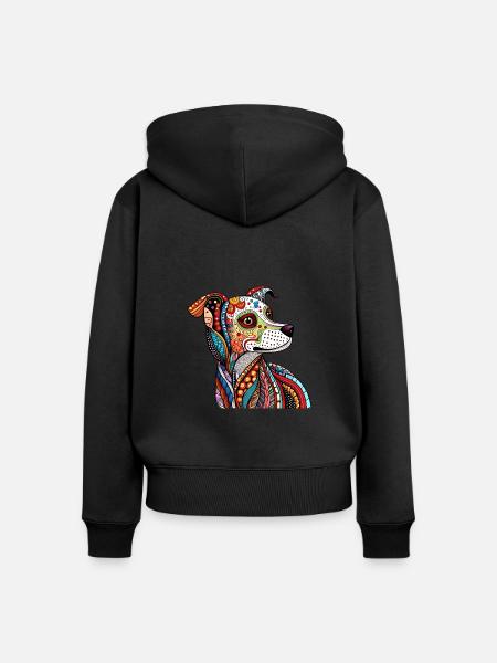 Zentangle-Hund - Frauen Premium Bio Zip Hoodie - Schwarz