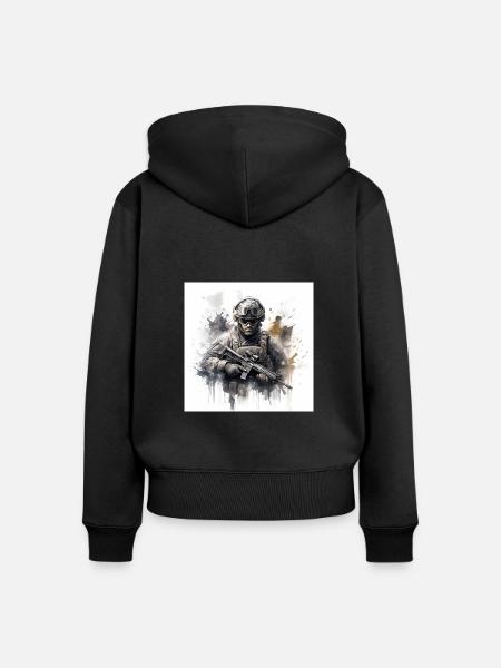 gaming art shooter - Frauen Premium Bio Zip Hoodie - Schwarz