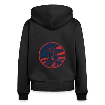 Illustration de la Statue de la Liberté - Sweat à capuche zippé Premium bio Femme - noir - Dos - Julia (174cm)