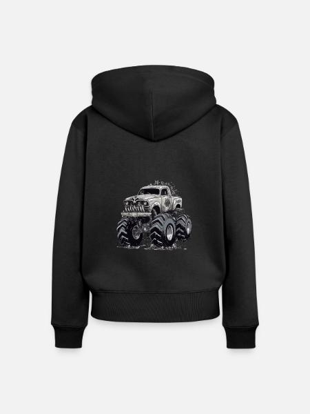 Monstertruck BigRigXpress - Frauen Premium Bio Zip Hoodie - Schwarz