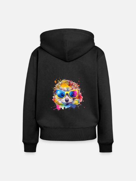 Kiki der Igel - Frauen Premium Bio Zip Hoodie - Schwarz