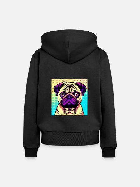 Mops Pop Art - Frauen Premium Bio Zip Hoodie - Schwarz