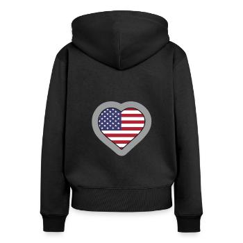 Cœur des États-Unis - Sweat à capuche zippé Premium bio Femme - noir - Dos - Julia (174cm)