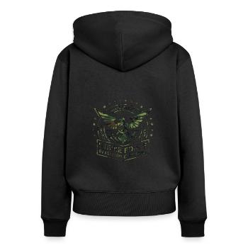 Army Military Air Force Navy Marines Amérique États-Unis - Sweat à capuche zippé Premium bio Femme - noir - Dos - Julia (174cm)