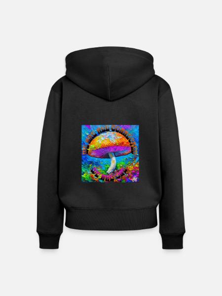 Zauberpilz - Frauen Premium Bio Zip Hoodie - Schwarz
