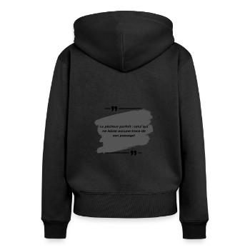 Le pêcheur parfait celui qui ne laisse aucune... - Sweat à capuche zippé Premium bio Femme - noir - Dos - Julia (174cm)