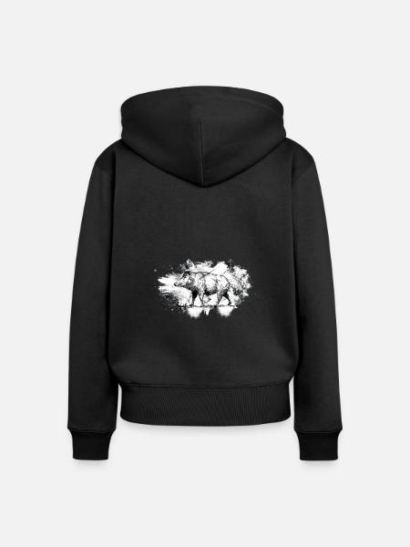 Wildschweinjäger Wildschweinjäger - Frauen Premium Bio Zip Hoodie - Schwarz
