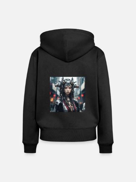 Cyber Punk - Frauen Premium Bio Zip Hoodie - Schwarz
